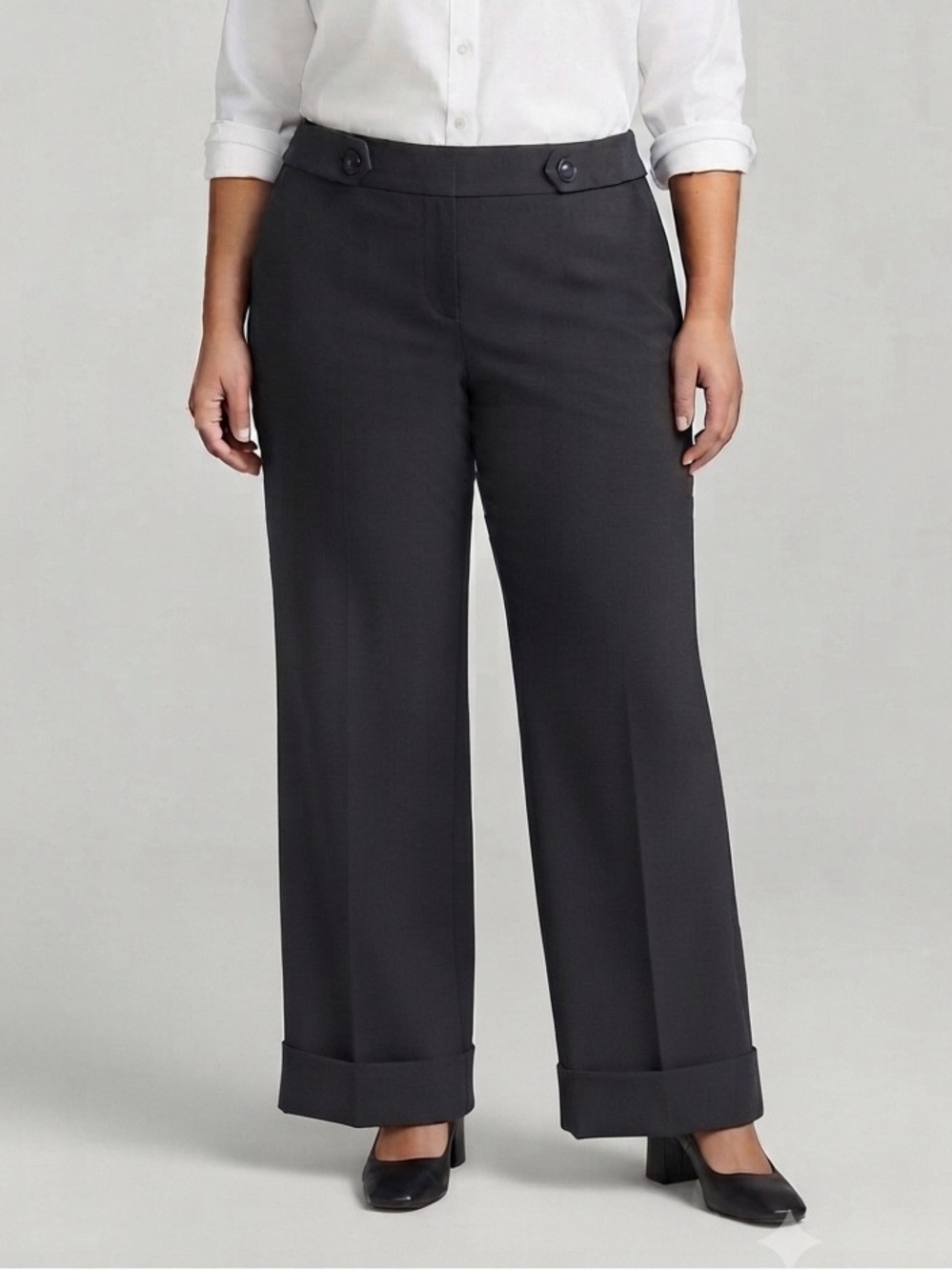 INSPIRI Dark Grey Flare Button Accent Pants size 16 x 32